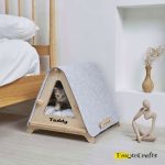 Luxury Wooden House for Dogs and Cats with Stylish Fabric Roof