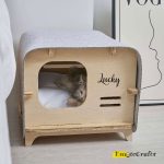 Luxury Wooden Cat House with Stylish Fabric Roofs