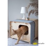 Luxury Wooden Cat House with Stylish Fabric Roofs