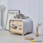 Luxury Wooden Cat House with Stylish Fabric Roofs